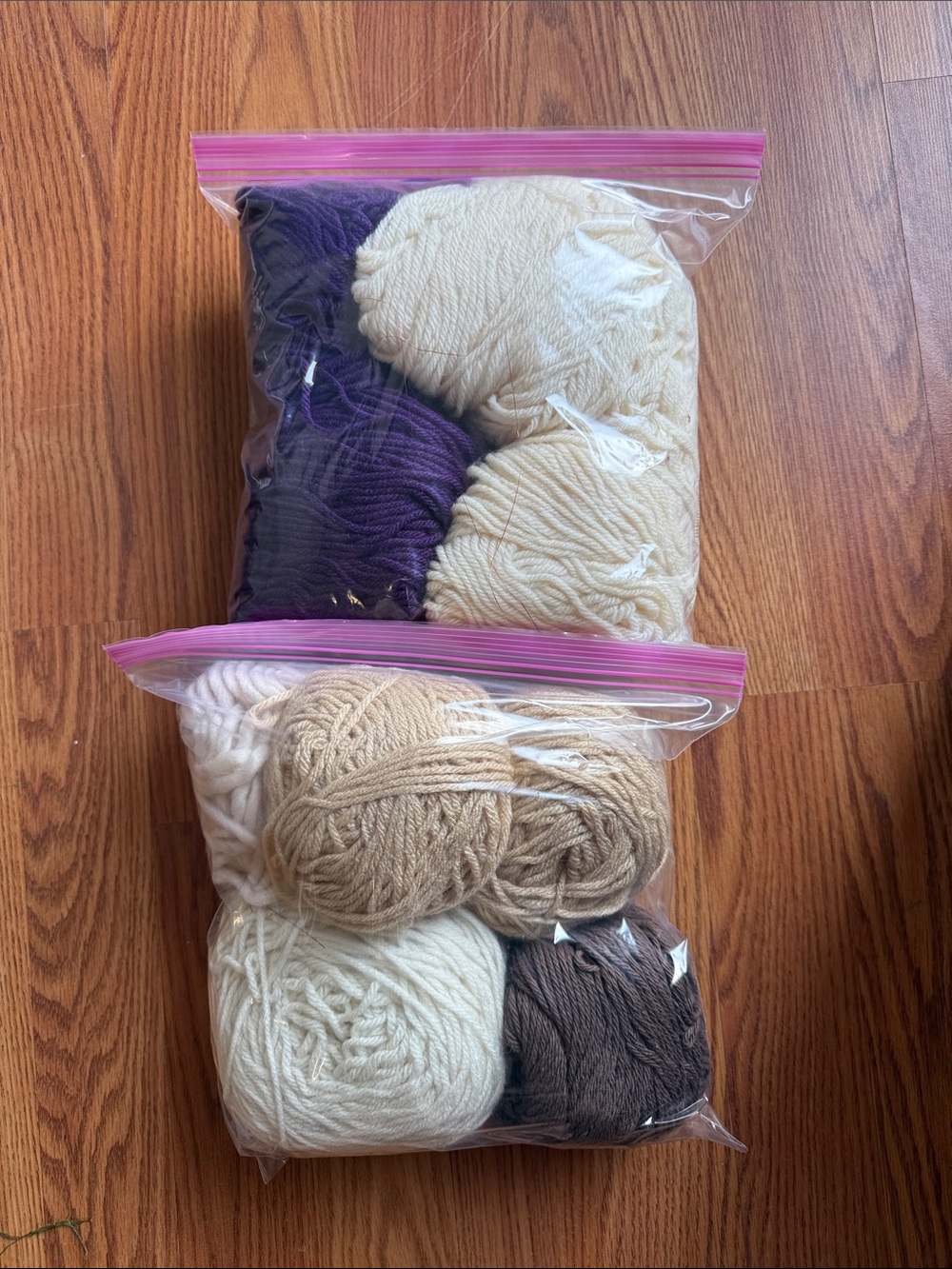 Assorted Fiber Arts Yarn Pack in Purple, Cream, Tan, Brown, and White